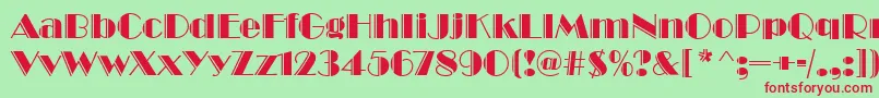 BroadwayEngravedRegular Font – Red Fonts on Green Background