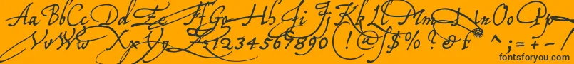 Tychoelu-Schriftart – Schwarze Schriften auf orangefarbenem Hintergrund