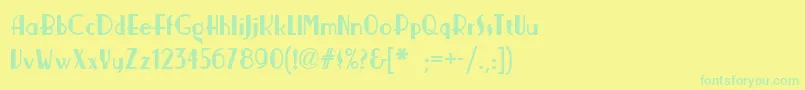 フォントNickerbocker – 黄色い背景に緑の文字