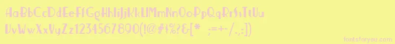 Nickerbocker-fontti – vaaleanpunaiset fontit keltaisella taustalla