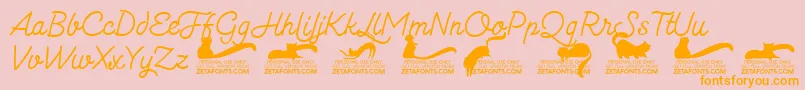 Kittenmonolinetrial-Schriftart – Orangefarbene Schriften auf rosa Hintergrund