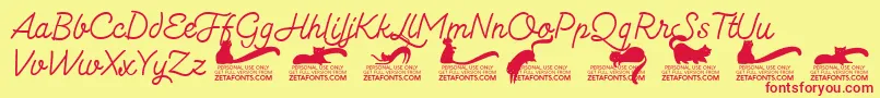 Шрифт Kittenmonolinetrial – красные шрифты на жёлтом фоне