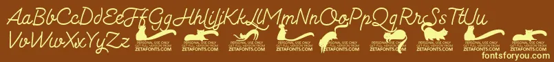 Fonte Kittenmonolinetrial – fontes amarelas em um fundo marrom