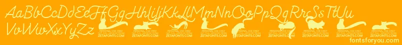 Kittenmonolinetrial-Schriftart – Gelbe Schriften auf orangefarbenem Hintergrund