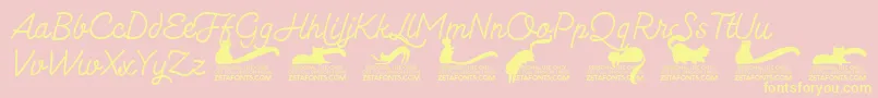 Kittenmonolinetrial-Schriftart – Gelbe Schriften auf rosa Hintergrund