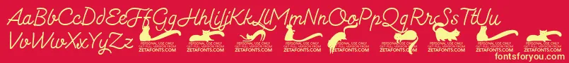 Kittenmonolinetrial-Schriftart – Gelbe Schriften auf rotem Hintergrund
