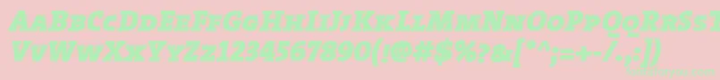 TheserifblackCapsitalic Font – Green Fonts on Pink Background