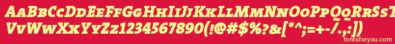 TheserifblackCapsitalic Font – Yellow Fonts on Red Background