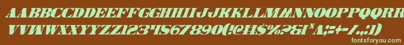 フォントLegalv2ci – 緑色の文字が茶色の背景にあります。