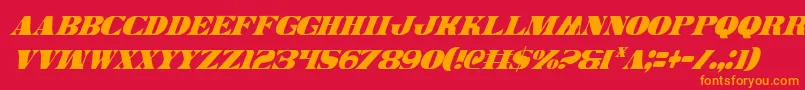 フォントLegalv2ci – 赤い背景にオレンジの文字