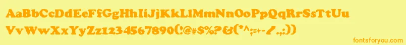 Charv2c-Schriftart – Orangefarbene Schriften auf gelbem Hintergrund