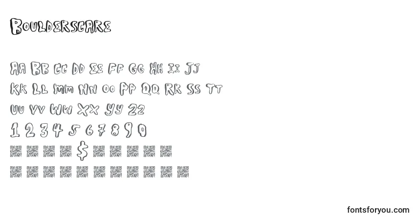 A fonte Boulderscare – alfabeto, números, caracteres especiais