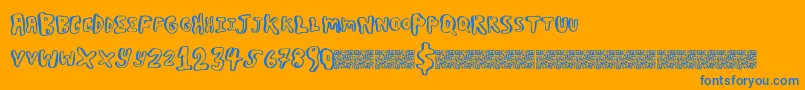 Boulderscare-Schriftart – Blaue Schriften auf orangefarbenem Hintergrund