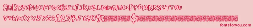 フォントBoulderscare – ピンクの背景に赤い文字