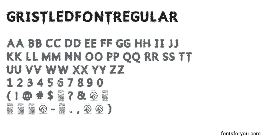 Schriftart GristledfontRegular (36970) – Alphabet, Zahlen, spezielle Symbole