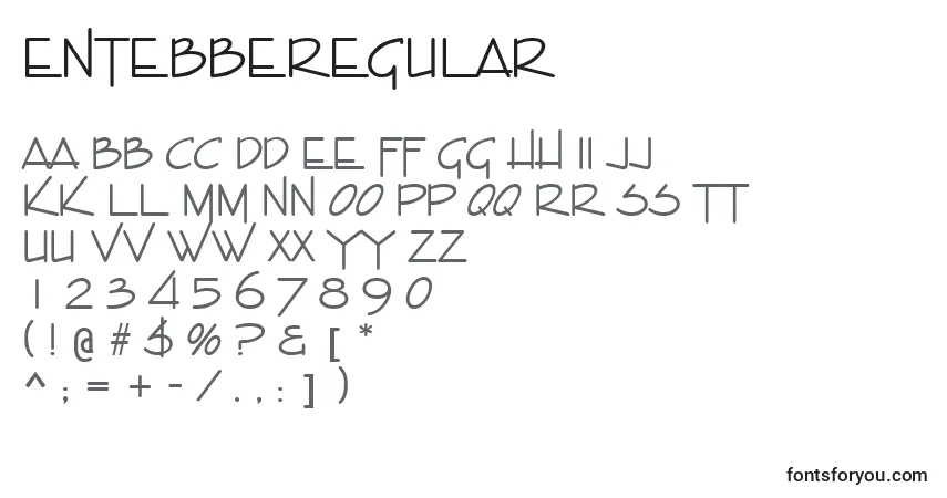 Czcionka EntebbeRegular – alfabet, cyfry, specjalne znaki
