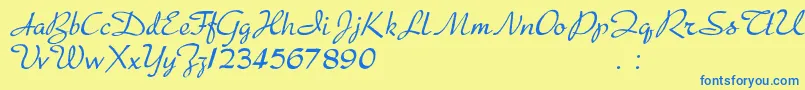 Czcionka Presto – niebieskie czcionki na żółtym tle