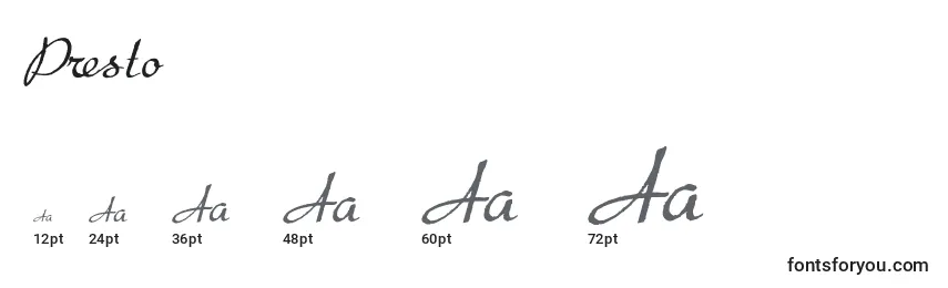 Размеры шрифта Presto (36974)