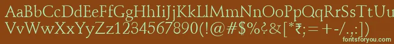 Vaniel1-fontti – vihreät fontit ruskealla taustalla