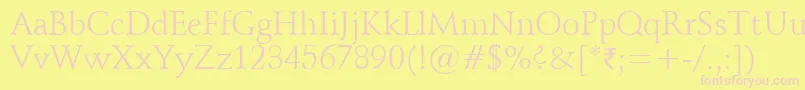 Vaniel1-fontti – vaaleanpunaiset fontit keltaisella taustalla