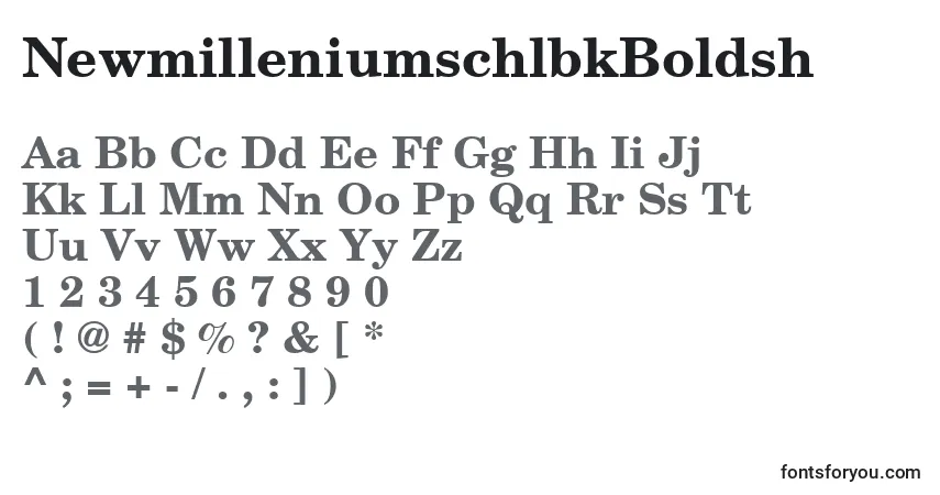 Czcionka NewmilleniumschlbkBoldsh – alfabet, cyfry, specjalne znaki