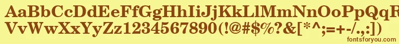 フォントNewmilleniumschlbkBoldsh – 茶色の文字が黄色の背景にあります。