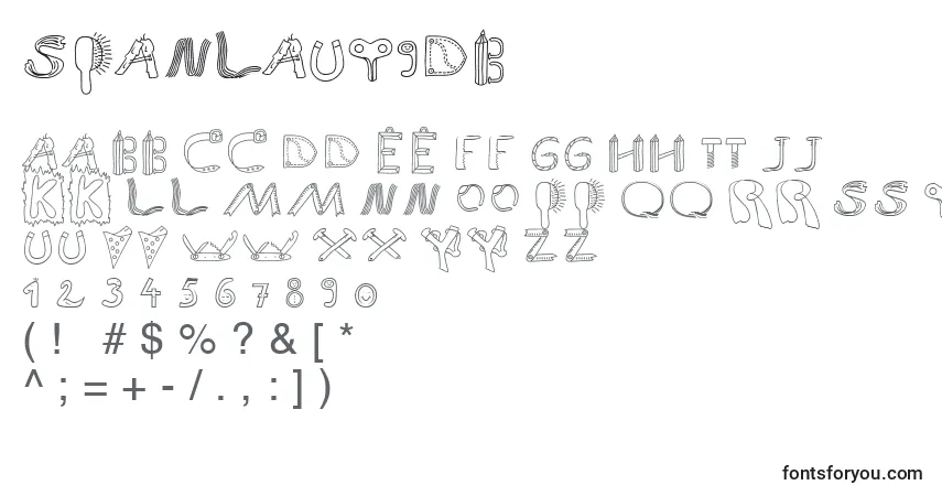 A fonte SpAnlaut9Db – alfabeto, números, caracteres especiais