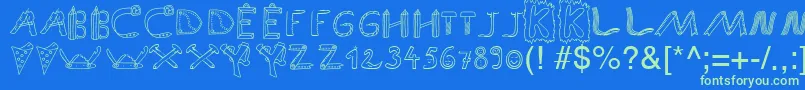 SpAnlaut9Db-Schriftart – Grüne Schriften auf blauem Hintergrund