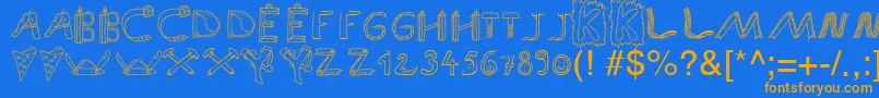 フォントSpAnlaut9Db – オレンジ色の文字が青い背景にあります。