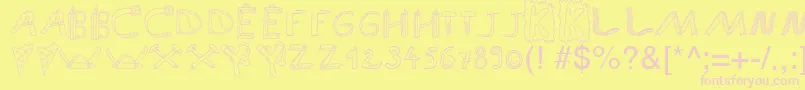SpAnlaut9Db-fontti – vaaleanpunaiset fontit keltaisella taustalla