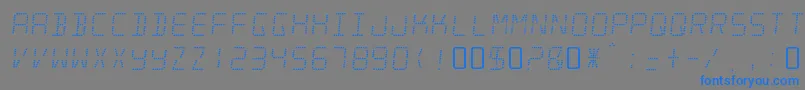 MinisystemRegular-Schriftart – Blaue Schriften auf grauem Hintergrund