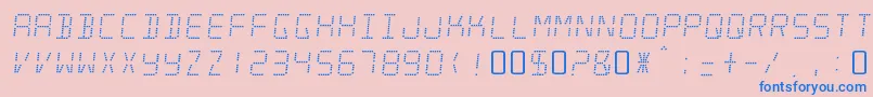 MinisystemRegular-Schriftart – Blaue Schriften auf rosa Hintergrund