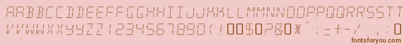 MinisystemRegular-Schriftart – Braune Schriften auf rosa Hintergrund