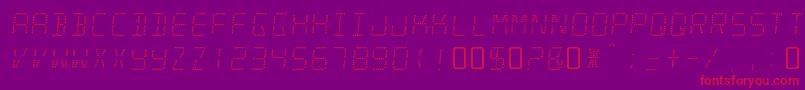 Fonte MinisystemRegular – fontes vermelhas em um fundo violeta