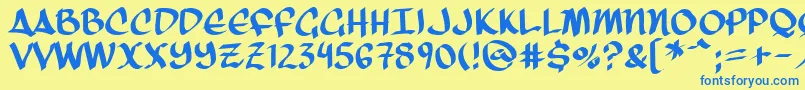 ThreeArrows Font – Blue Fonts on Yellow Background