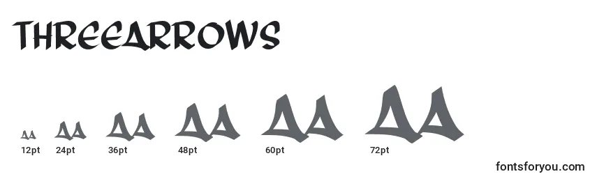 Größen der Schriftart ThreeArrows