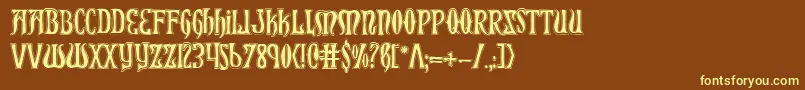 XiphosCollege Font – Yellow Fonts on Brown Background