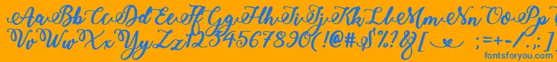 BoldStylishCalligraphy-Schriftart – Blaue Schriften auf orangefarbenem Hintergrund