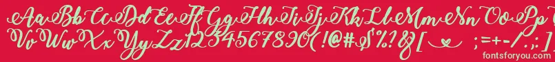 BoldStylishCalligraphy Font – Green Fonts on Red Background