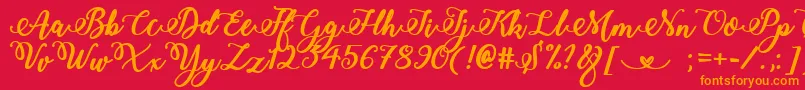 BoldStylishCalligraphy Font – Orange Fonts on Red Background