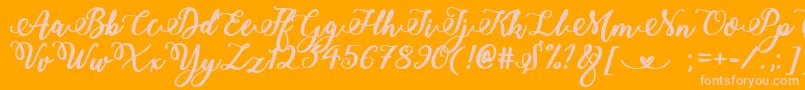 BoldStylishCalligraphy-Schriftart – Rosa Schriften auf orangefarbenem Hintergrund