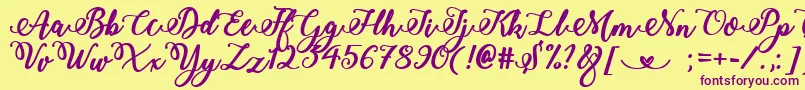 BoldStylishCalligraphy Font – Purple Fonts on Yellow Background
