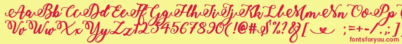 Czcionka BoldStylishCalligraphy – czerwone czcionki na żółtym tle