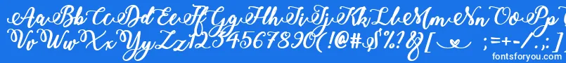 BoldStylishCalligraphy-Schriftart – Weiße Schriften auf blauem Hintergrund
