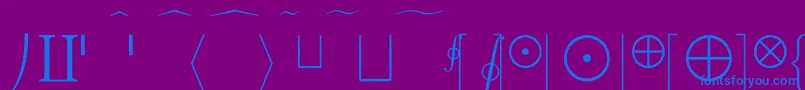 CmMathExtension-fontti – siniset fontit violetilla taustalla
