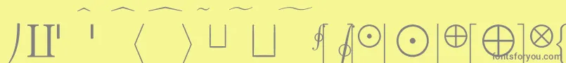 CmMathExtension-fontti – harmaat kirjasimet keltaisella taustalla