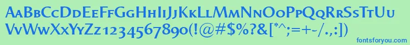 OdenseSmallcapsDemibold Font – Blue Fonts on Green Background