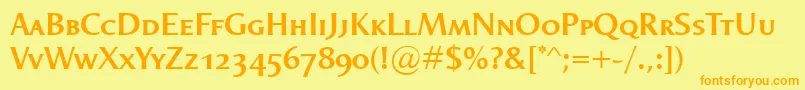 OdenseSmallcapsDemibold-Schriftart – Orangefarbene Schriften auf gelbem Hintergrund