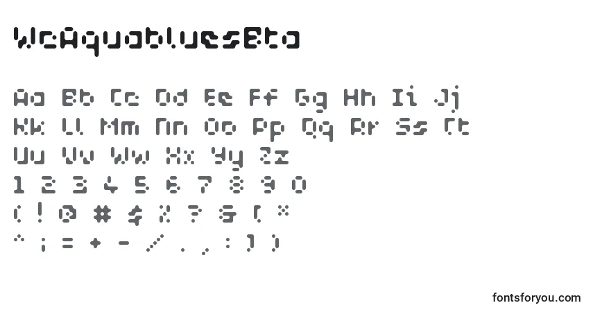 Schriftart WcAquabluesBta – Alphabet, Zahlen, spezielle Symbole