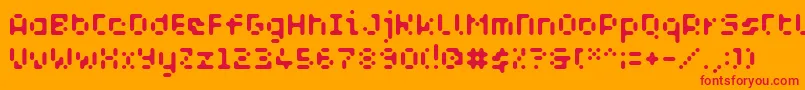 WcAquabluesBta Font – Red Fonts on Orange Background